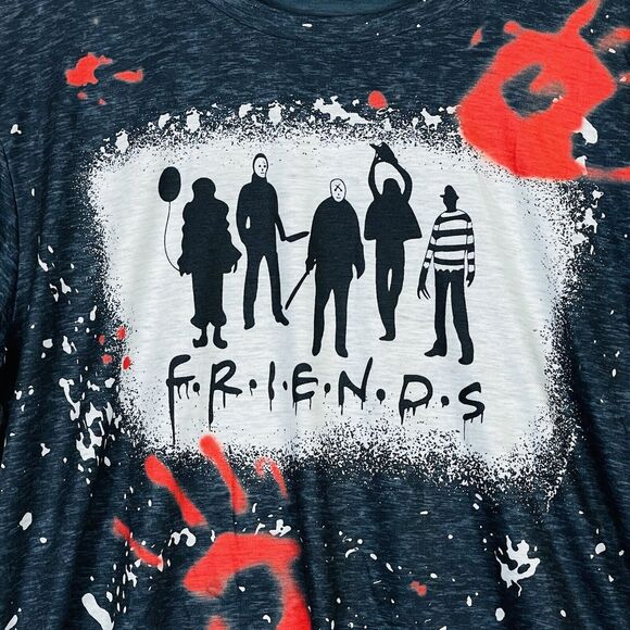 Friends Slasher Movie Freddy Jason It Blood Hand Funny T-Shirt Top Womens 2X - Picture 2 of 6